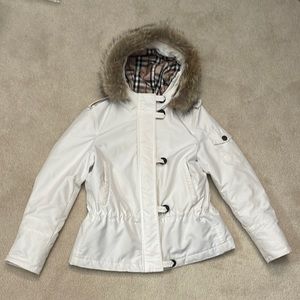 White Burberry winter coat, medium